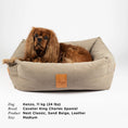 Last inn bildet i Gallery Viewer, WePet.no Hundeseng Classic Nest med lærdetaljer Sand Beige – Denjo Dogs