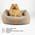 Last inn bildet i Gallery Viewer, WePet.no Hundeseng Classic Nest med lærdetaljer Sand Beige – Denjo Dogs