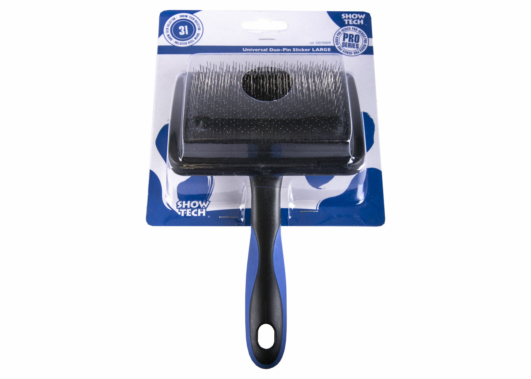 Show Tech Universal Duo-Pin Slicker Large karde i original emballasje med lange og korte pigger for effektiv flokeløsning og pelspleie hos hund