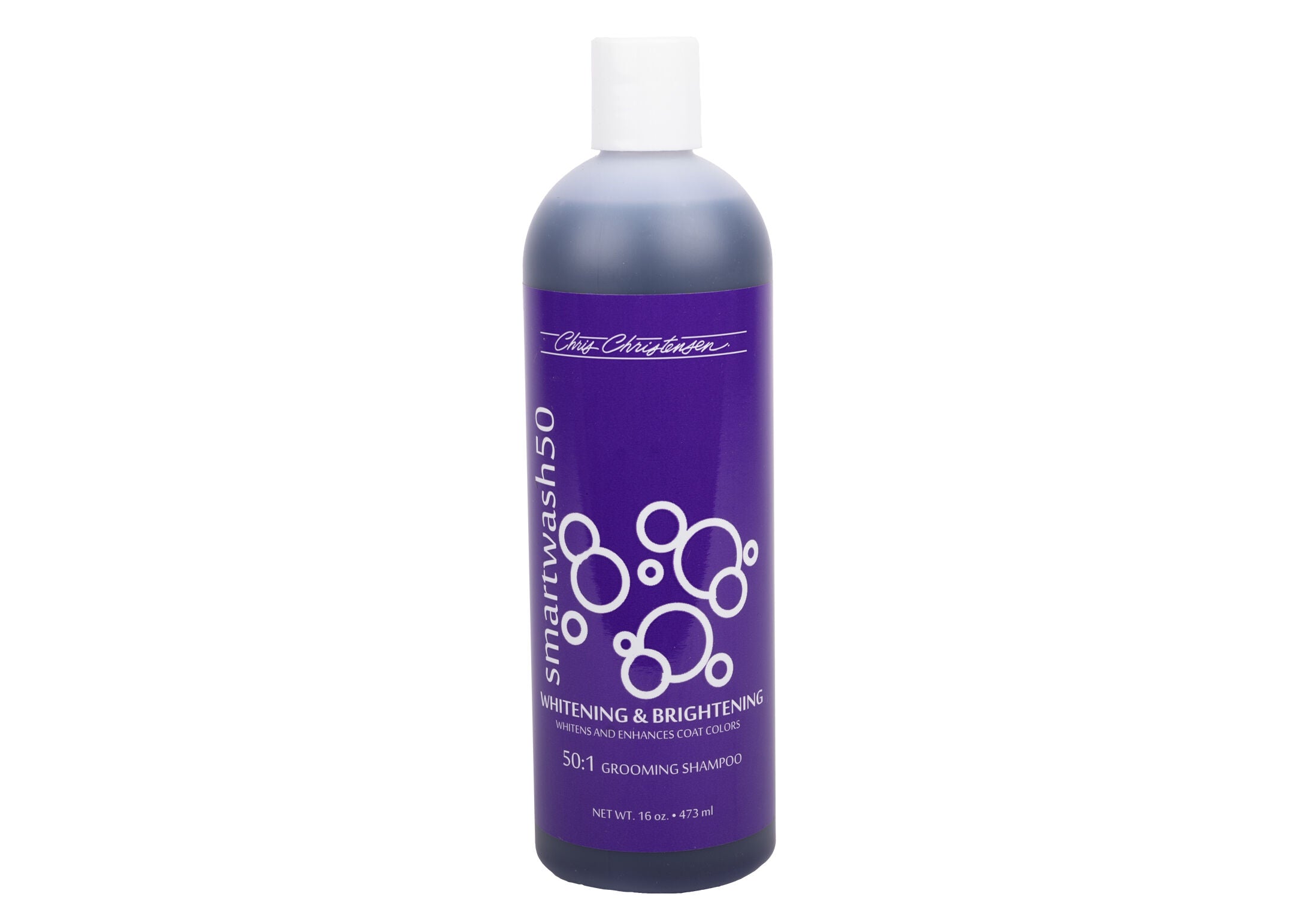 Chris Christensen SmartWash 50 Whitening & Brightening Shampoo 473 ml – konsentrert whitening-sjampo for hund og katt med 50:1 blandingsforhold