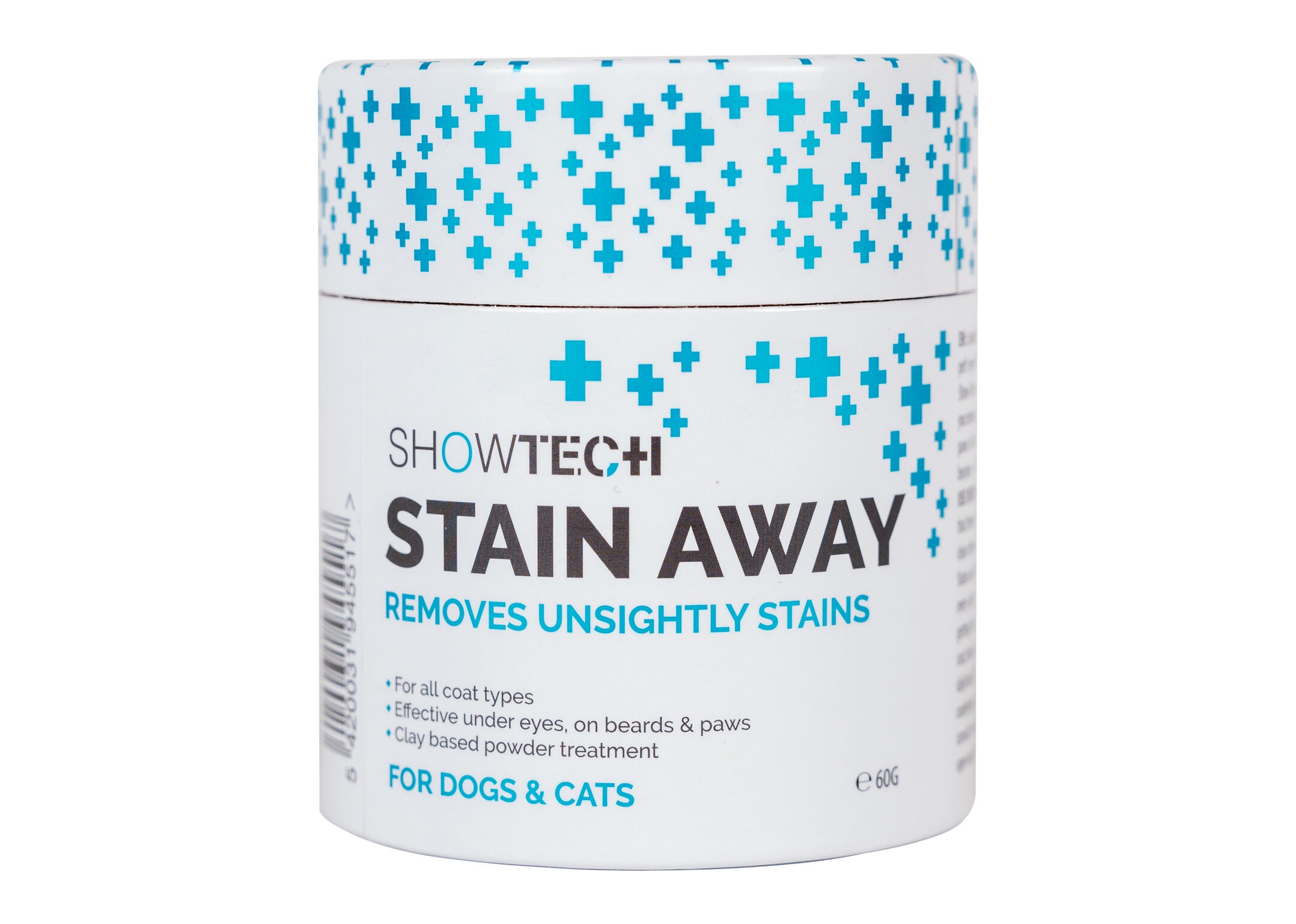 Show Tech+ Stain Away 60 g – leirebasert pulver mot tåreflekker og misfarging hos hund og katt