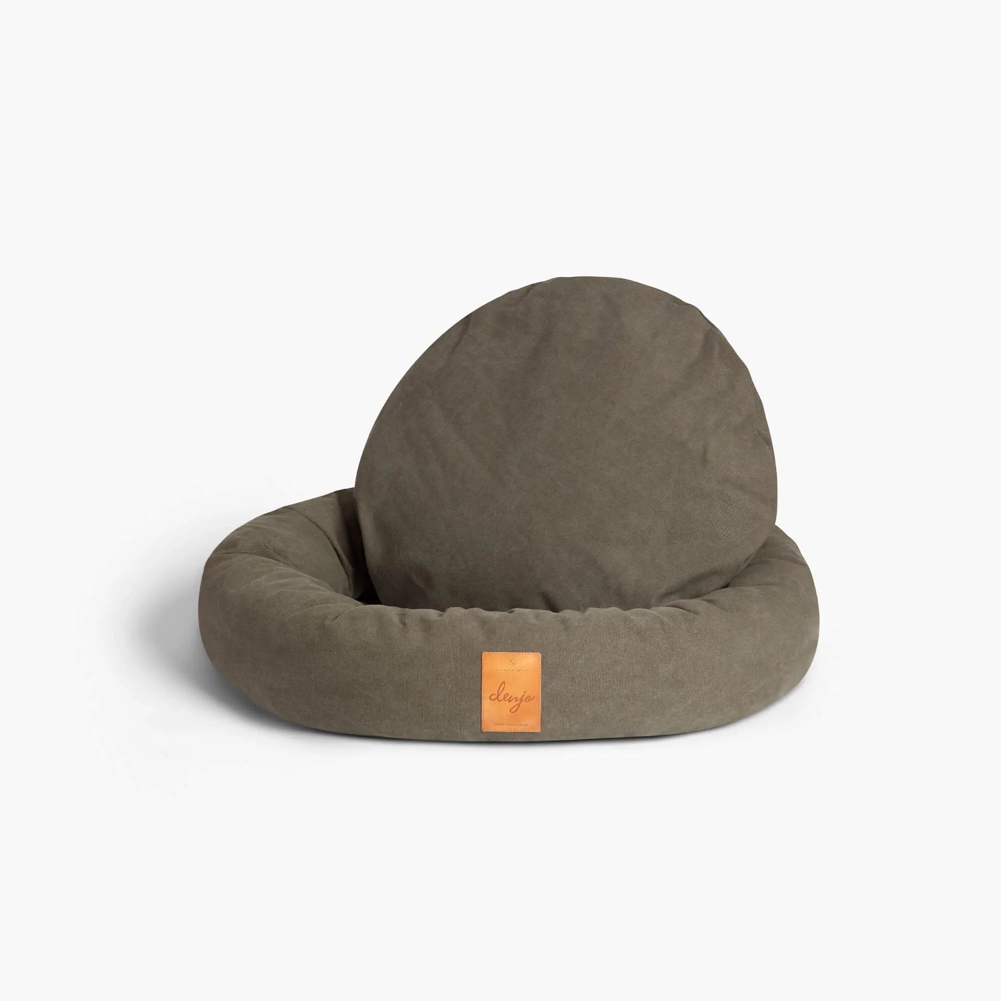 WePet.no Senger Hundeseng Classic Donut,  Desert Green med Lærdetalj – Denjo Dogs