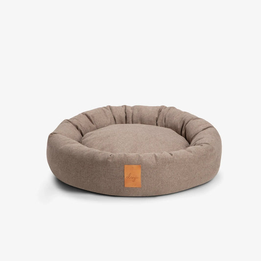 WePet.no Senger Hundeseng Donut Icon med Lærdetalj True Taupe – Denjo Dogs
